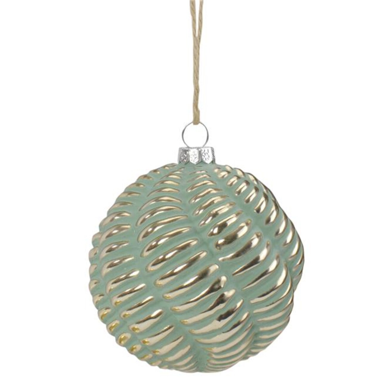 NorthLight 34314350 4 in. Glass Ball Christmas Ornament, Green &#x26; Gold